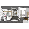 Modern Clothing Store Interior With Hanging Dresses White Sofas And Green Plants