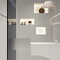 Modern White Clothing Store With Arched Doorway Glass Doors And Green Plants