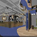 Modern Public Restroom With Green Tiled Walls Mirror Washbasin Toilet Plant And Marble Floor
