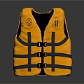 High Visibility Yellow Life Jacket With Black Straps And Safety Features 3d model