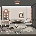 Kids Room Interior Design With Bed Stuffed Toys Play Tent Animal Art And Soft Rug