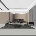 Modern Living Dining Room Interior With Light Wood Walls Windows Beige Sofa Black Coffee Table
