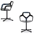 Modern Black Bar Stools With Curved Armrests And Swivel Five-Pointed Base Design