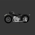Classic Motorcycle In Black And Silver With Vintage Engine Details And Reflective Studio Background