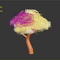 Modern Artistic Decorative Tree Featuring Orange Trunk And White Fluffy Canopy