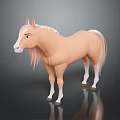 Cute Cartoon Horse Figure With Light Brown Body Long Mane And White Hooves
