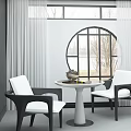 Modern Armchair With Black Frame And White Cushion In Bright Interior Near Window