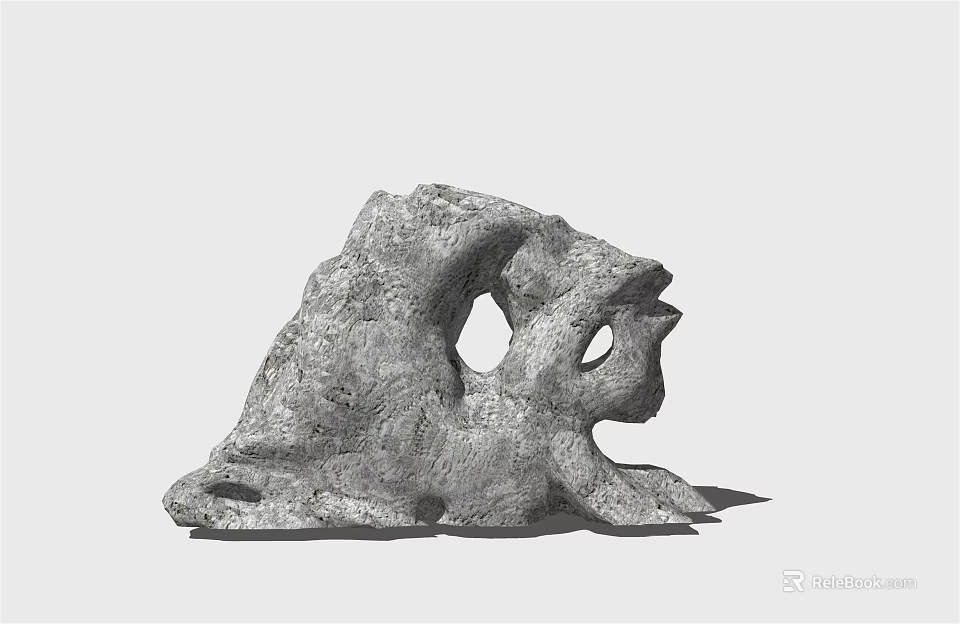 Natural Stone Wood Sculpture With Irregular Holes And Textured Surface 3d model 