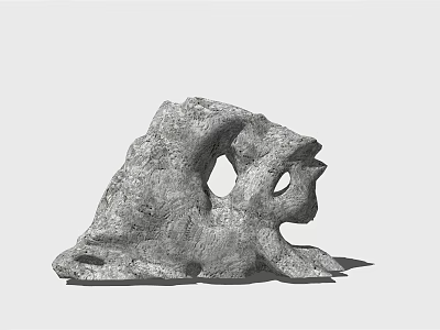 Natural Stone Wood Sculpture With Irregular Holes And Textured Surface 3d model