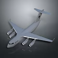 Grey Military Transport Aircraft Model With Four Engines And Large Wings