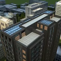 Multi Storey Industrial Factory Building With Glass Skylights On Roof In Urban Area