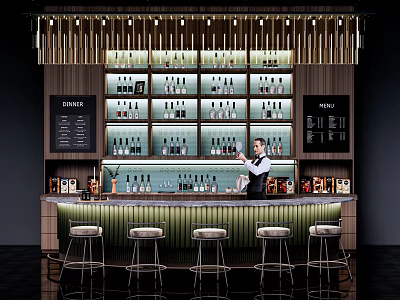 Light Luxury Bar 3d model