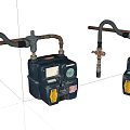 Two Black Gas Meters With Pipes And Valves On White Background