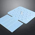 Blue Geometric Mat With Hexagonal Patterns And Rectangular Section Design Details 3d model