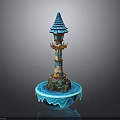 Tower Structure With Blue Spire Multi Level Platforms Small Windows Icy Base And Decorative Details