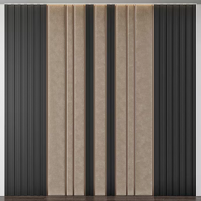 Modern Luxury Wall Decor With Vertical Brown And Black Striped Fabric Design 3d model