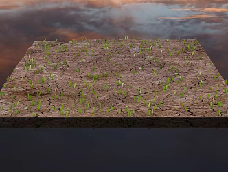Ground Dry Land Grass Sprouting Summer Hot Crack Outdoor Sky HDR 3d model