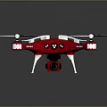 Red And White Drone With Four Propellers And Modern Design 3d model