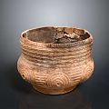 Handcrafted Clay Pot As Daily Use Item With Spiral Patterns Rough Texture And Chipped Rim