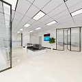 Bank Lobby Interior Design With Bright Lighting White Ceiling Glass Partitions And Sofa Seating