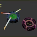 H Brand Ashtrays With Black And Gold Decorations Holding Cigarette Butts Inside