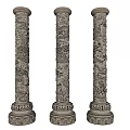 Traditional Stone Columns With Intricate Dragon Carvings And Ornate Base Designs