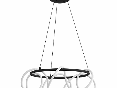 Modern Black And White Circular Ring Chandelier With Minimalist Design 3d model