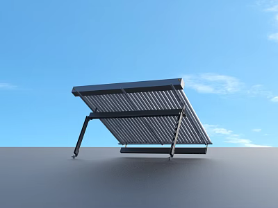 Solar Panel Installation On Roof With Mounting Frame And Blue Sky 3d model