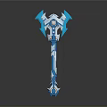 Blue And Silver Fantasy Warhammer Weapon With Spiked Design And Crystal Elements 3d model