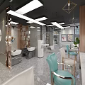 Modern Beauty Hair Salon Interior With Styling Chairs Mirrors Lighting And Green Plants