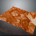 Red Terrain Model With Rugged Mountain Features And White Surface Areas 3d model