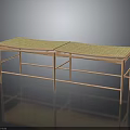 Modern Woven Top Bench With Metal Frame And Joined Tabletop Design