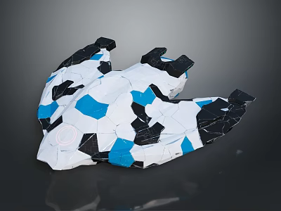 Decorative Abstract Geometric Model With White Black Blue Polygonal Shape Design 3d model