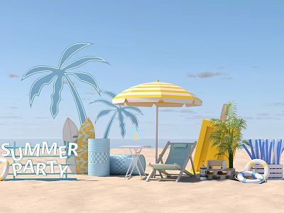 Modern Meichen Summer Meichen Beach 3d model Modern Meichen Summer Meichen Beach 3d model