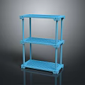 Blue Three Tiered Plastic Storage Rack With Durable Design For Home Organization 3d model