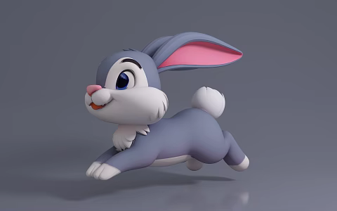 Running Rabbit Cartoon Style Animation Cartoon Animal Ornaments Hand-made Decorative Accessories Beautiful Chen Props 3d model