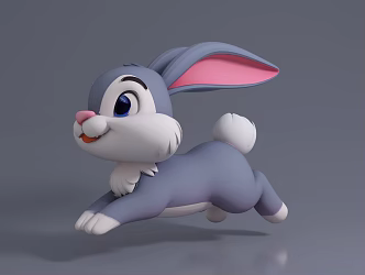 Running Rabbit Cartoon Style Animation Cartoon Animal Ornaments Hand-made Decorative Accessories Beautiful Chen Props 3d model