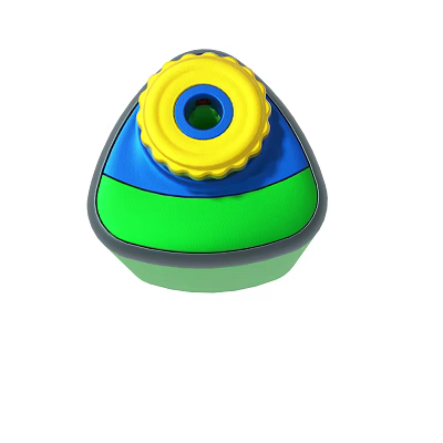 Colorful Conical Toy With Yellow Top Blue Middle And Green Base 3d model