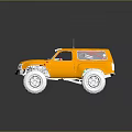 Orange Off Road Vehicle Model With Large Tires Silver Bumper And Red Interior