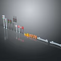Various Traffic Signs Traffic Lights And Road Guardrails Safety Equipment