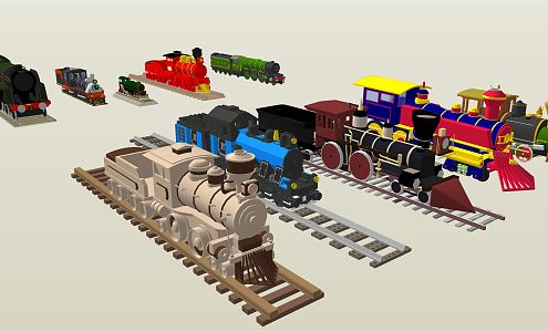 Modern train cartoon small locomotive 3d model