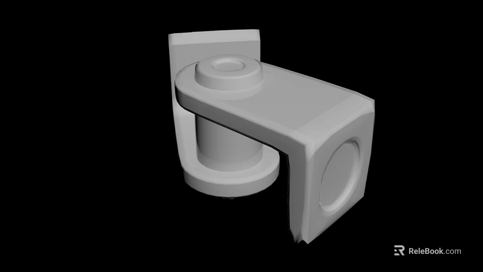 White 3D Industrial Mechanical Part Model With Geometric Structure And Circular Elements 3d model 