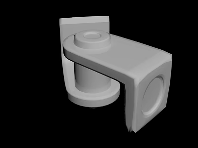 White 3D Industrial Mechanical Part Model With Geometric Structure And Circular Elements 3d model