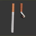 Two Cigarettes One Full Orange Filter And One Lit Burning Tip On Dark Surface 3d model