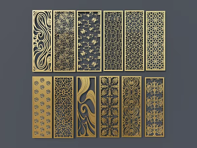 Decorative Room Dividers With Various Intricate Patterns And Ornate Designs 3d model