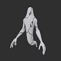 White Humanoid Game and Movie Character With Black Cracks Red Eyes And Chest Symbol