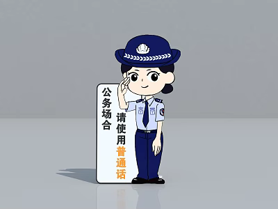 Public Service Occasions Billboard Promoting Mandarin Language Usage 3d model