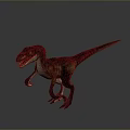 Detailed Reddish Brown Dinosaur 3D Model In Standing Pose With Sharp Teeth