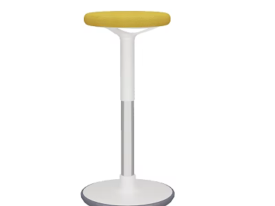 Modern Bar Stool With Yellow Cushion White Stand And Round Base 3d model