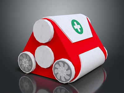 Red And White Medical Device With Green Cross Symbol And Cylindrical Components 3d model